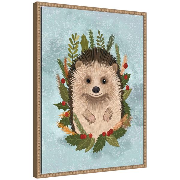 kate & laurel Sylvie Beaded Christmas Hedgehog Framed Canvas by Mia Charro