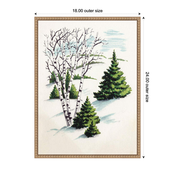 Kate & Laurel Sylvie Beaded Christmas Snowy Winter Fir Trees And Birch Trees Framed Canvas By Corinna Buchholz Of Piddix