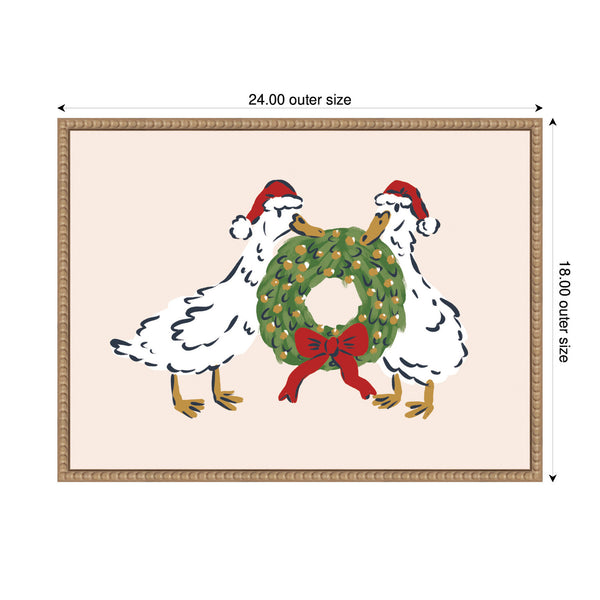 Kate & Laurel Sylvie Beaded Christmas Wreath Ducks Framed Canvas By Krissy Mast