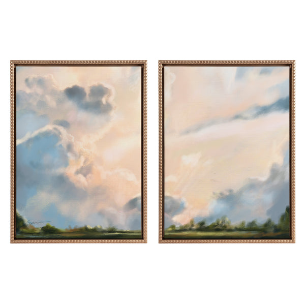 kate & laurel Sylvie Beaded Clouds Framed Canvas Art Set by Mary Sparrow