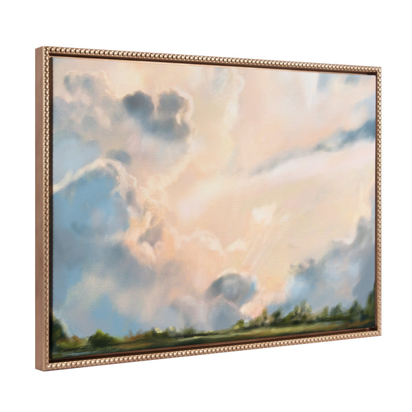 kate & laurel Sylvie Beaded Clouds Framed Canvas by Mary Sparrow
