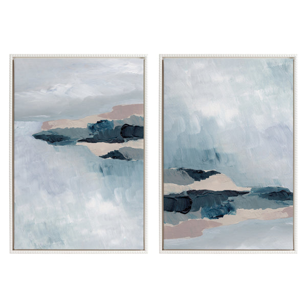 Kate & Laurel Sylvie Beaded Coast 2 V1 And Coast 2 V2 Framed Canvas Art Set By Nikita Jariwala