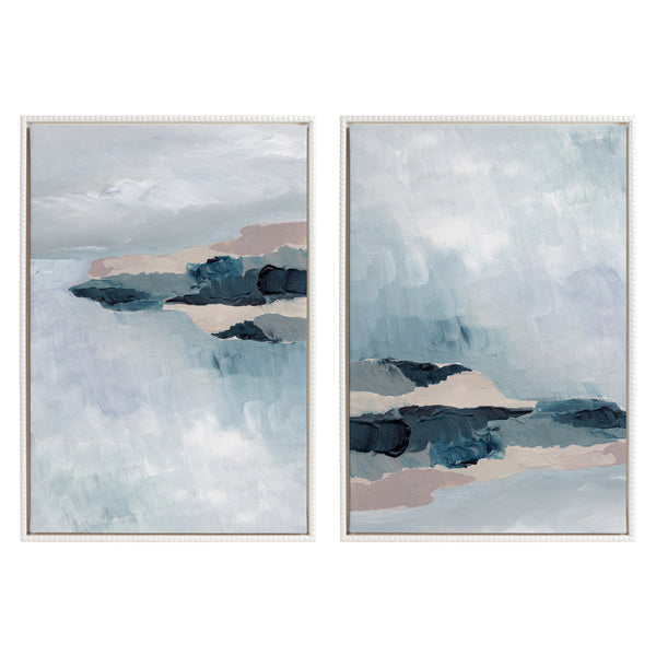 kate & laurel Sylvie Beaded Coast 2 v1 and Coast 2 v2 Framed Canvas Art Set by Nikita Jariwala