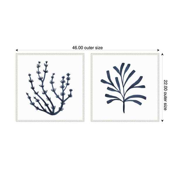 Kate & Laurel Sylvie Beaded Coastal Coral Seaweed Botanical 4 And 6 Framed Canvas Art Set By The Creative Bunch Studio