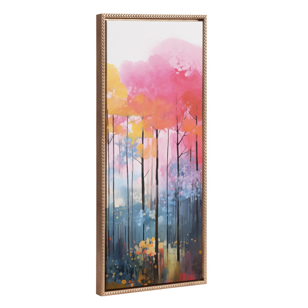 Kate & Laurel Sylvie Beaded Colorful Forest Landscape Framed Canvas By The Creative Bunch Studio