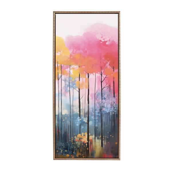 Kate & Laurel Sylvie Beaded Colorful Forest Landscape Framed Canvas By The Creative Bunch Studio