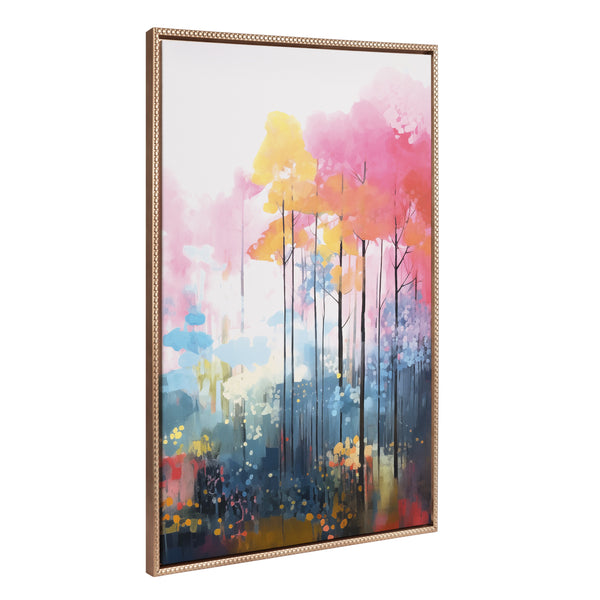 kate & laurel Sylvie Beaded Colorful Forest Landscape Framed Canvas by The Creative Bunch Studio