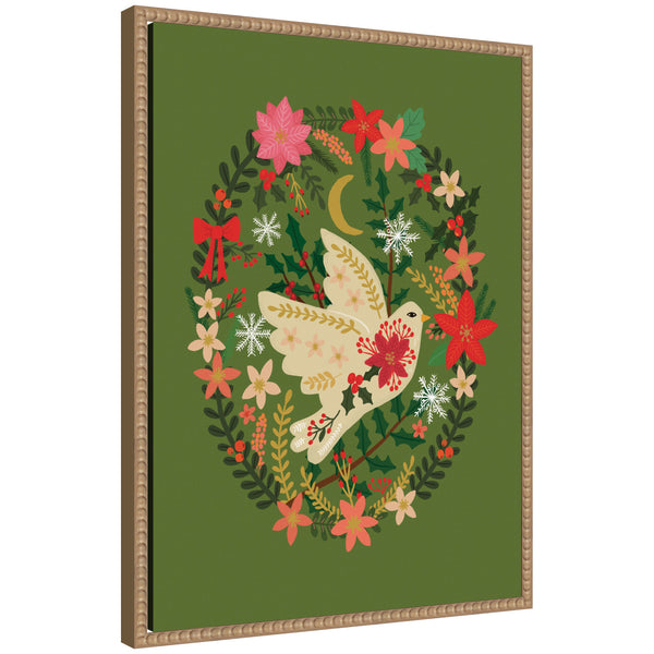kate & laurel Sylvie Beaded Dove Christmas Framed Canvas by Mia Charro