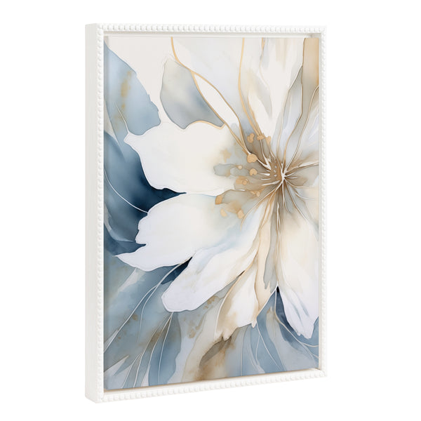 Kate & Laurel Sylvie Beaded Elegant Modern Glam Watercolor Abstract Floral Framed Canvas By The Creative Bunch Studio