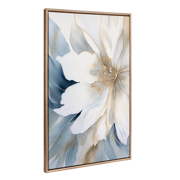 kate & laurel Sylvie Beaded Elegant Modern Glam Watercolor Abstract Floral Framed Canvas by The Creative Bunch Studio