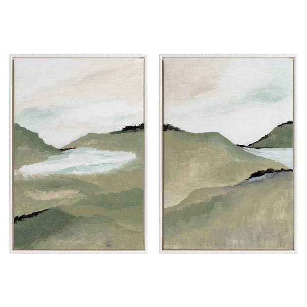 Kate & Laurel Sylvie Beaded Emerald Alps 1 And 2 Framed Canvas Art Set By Nikita Jariwala