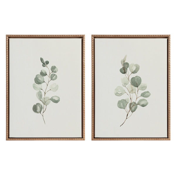Kate & Laurel Sylvie Beaded Eucalyptus 4a And Eucalyptus 4b Framed Canvas Art Set By Maja Mitrovic Of Makes My Day Happy