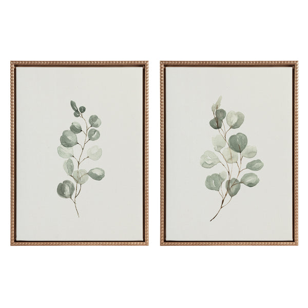 kate & laurel Sylvie Beaded Eucalyptus 4a and Eucalyptus 4b Framed Canvas Art Set by Maja Mitrovic of Makes My Day Happy