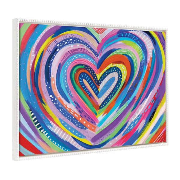 Kate & Laurel Sylvie Beaded EV Heart Burst 1 Framed Canvas By EttaVee