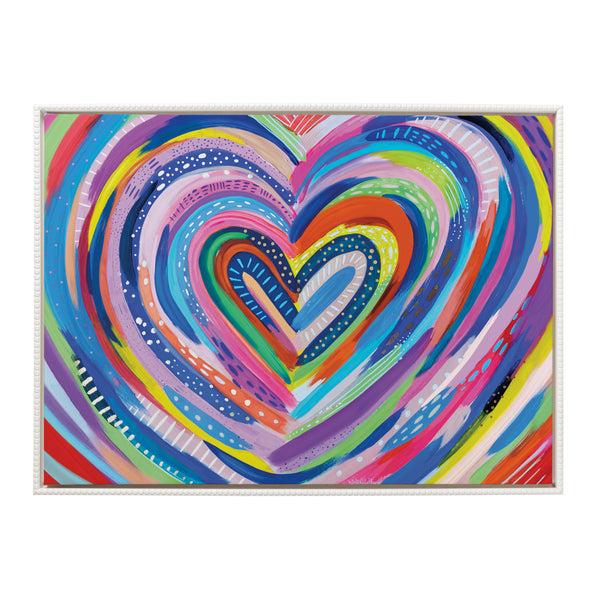 Kate & Laurel Sylvie Beaded EV Heart Burst 1 Framed Canvas By EttaVee