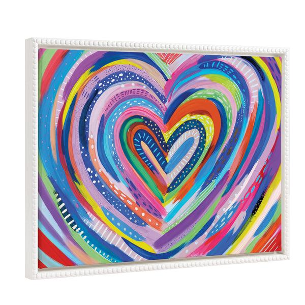 kate & laurel Sylvie Beaded EV Heart Burst 1 Framed Canvas by EttaVee