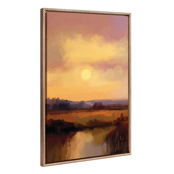 Kate & Laurel Sylvie Beaded Farm And Sun Framed Canvas By Mary Sparrow