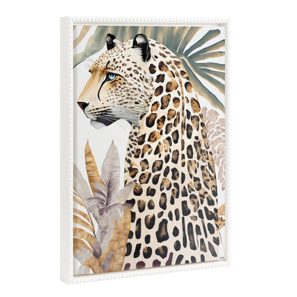 Kate & Laurel Sylvie Beaded Fern Cheetah Framed Canvas By Inkheart Designs