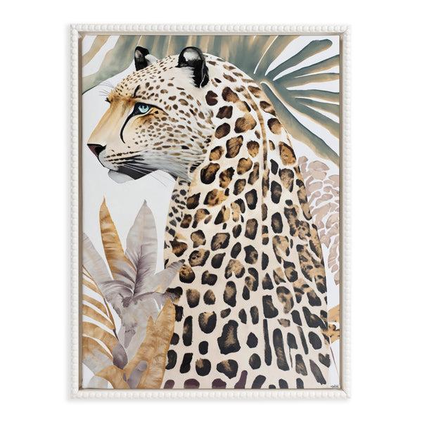 Kate & Laurel Sylvie Beaded Fern Cheetah Framed Canvas By Inkheart Designs