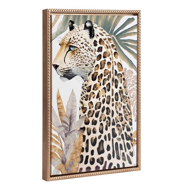kate & laurel Sylvie Beaded Fern Cheetah Framed Canvas by Inkheart Designs
