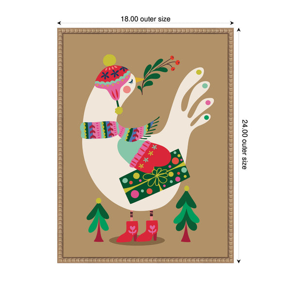Kate & Laurel Sylvie Beaded Festive Dove Framed Canvas By Rachel Lee