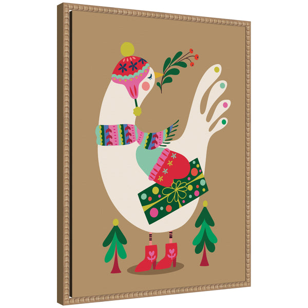 kate & laurel Sylvie Beaded Festive Dove Framed Canvas by Rachel Lee