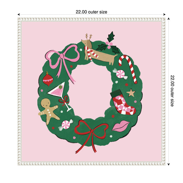 Kate & Laurel Sylvie Beaded Festive Wreath Framed Canvas By Aislinn Simmonds Duchess Plum