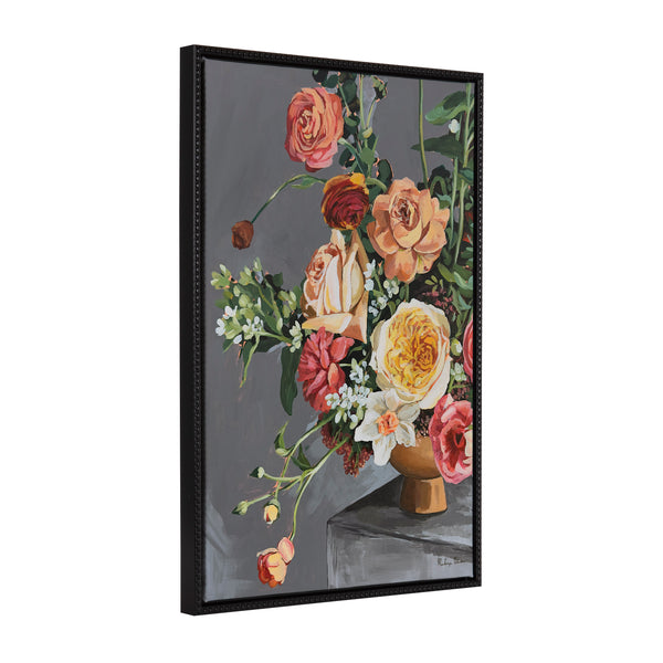 Kate & Laurel Sylvie Beaded Floral Emergence Framed Canvas By Mackenzie Nelson