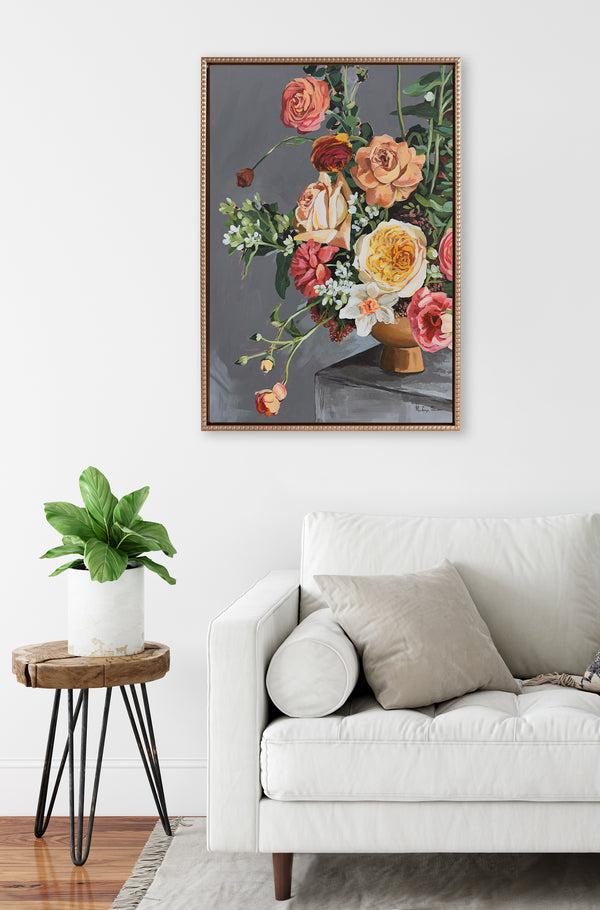 Kate & Laurel Sylvie Beaded Floral Emergence Framed Canvas By Mackenzie Nelson