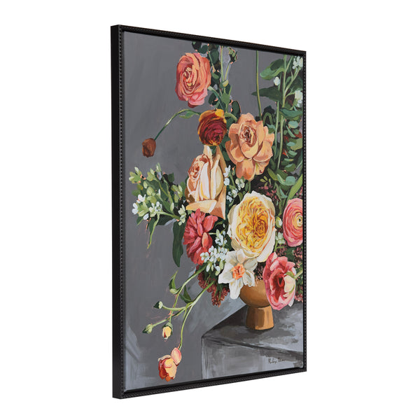 Kate & Laurel Sylvie Beaded Floral Emergence Framed Canvas By Mackenzie Nelson
