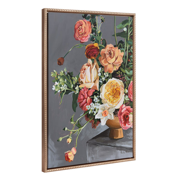 kate & laurel Sylvie Beaded Floral Emergence Framed Canvas by Mackenzie Nelson