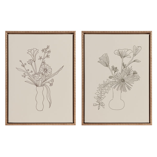 Kate & Laurel Sylvie Beaded Floral Study 1 And Floral Study 2 Framed Canvas Art Set By Kate Aurelia Holloway