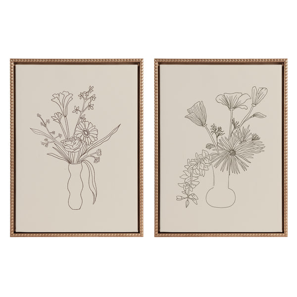 kate & laurel Sylvie Beaded Floral Study 1 and Floral Study 2 Framed Canvas Art Set by Kate Aurelia Holloway
