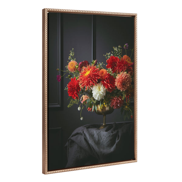 Kate & Laurel Sylvie Beaded Floral Study Black Offset Framed Canvas By Emiko And Mark Franzen Of F2Images