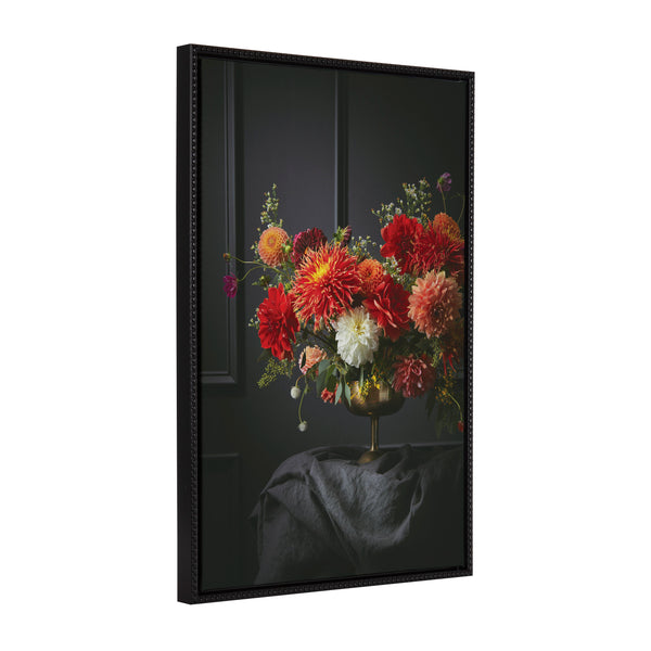 kate & laurel Sylvie Beaded Floral Study Black Offset Framed Canvas by Emiko and Mark Franzen of F2Images
