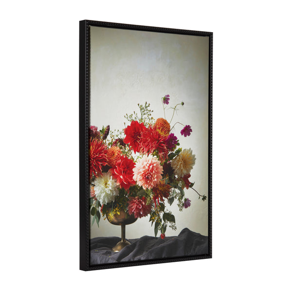 kate & laurel Sylvie Beaded Floral Study Cream Framed Canvas by Emiko and Mark Franzen of F2Images