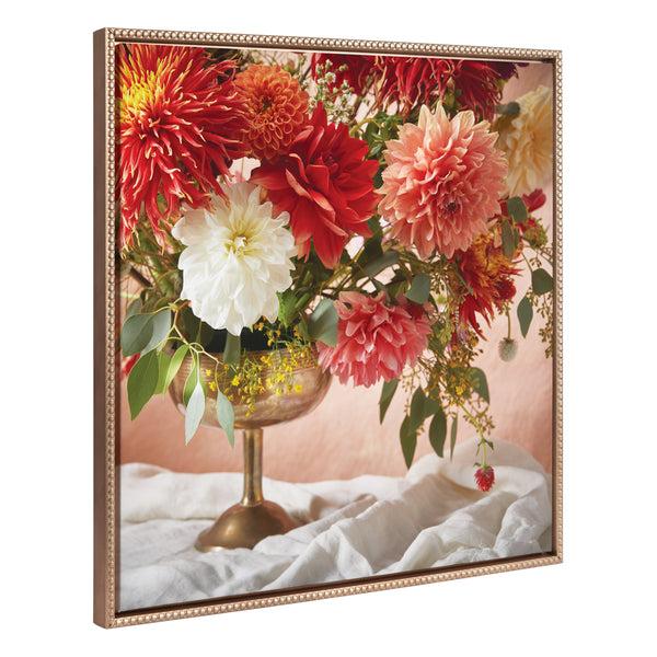 Kate & Laurel Sylvie Beaded Floral Study Rust Framed Canvas By Emiko And Mark Franzen Of F2Images