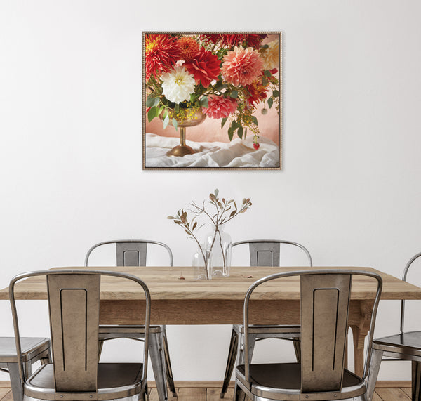 Kate & Laurel Sylvie Beaded Floral Study Rust Framed Canvas By Emiko And Mark Franzen Of F2Images