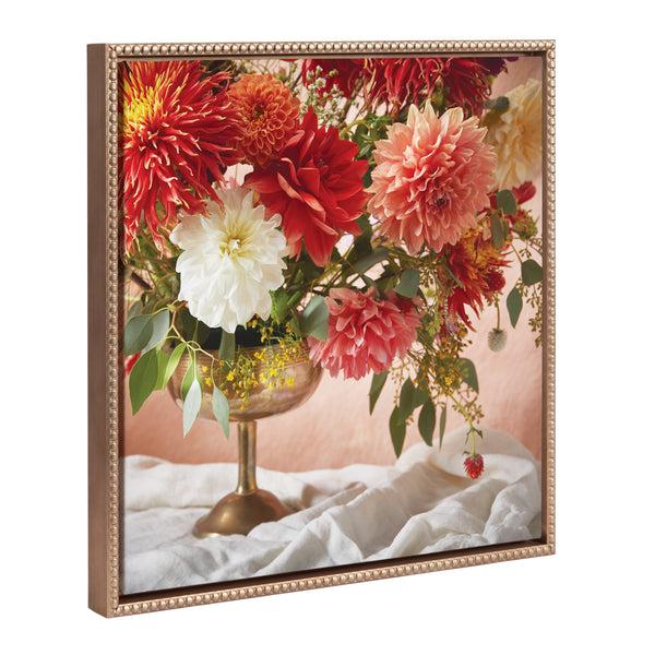 kate & laurel Sylvie Beaded Floral Study Rust Framed Canvas by Emiko and Mark Franzen of F2Images