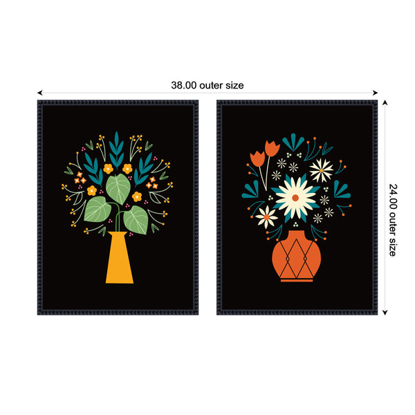 Kate & Laurel Sylvie Beaded Floral Yellow And Red Vases Framed Canvas Art Set By Amber Leaders