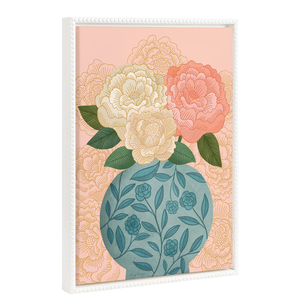 kate & laurel Sylvie Beaded Flower Bouquet Vase Framed Canvas by Carey Copeland