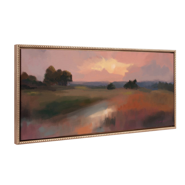Kate & Laurel Sylvie Beaded Foothills In The Evening Framed Canvas By Mary Sparrow