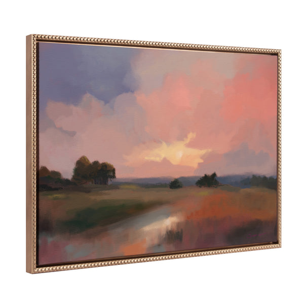 kate & laurel Sylvie Beaded Foothills in the Evening Framed Canvas by Mary Sparrow