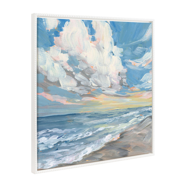 Kate & Laurel Sylvie Beaded Fort Myers Beach Framed Canvas By Emily Kenney