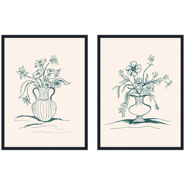 Kate & Laurel Sylvie Beaded Garden Floral And Summer Stems Framed Canvas Art Set By Kate Aurelia