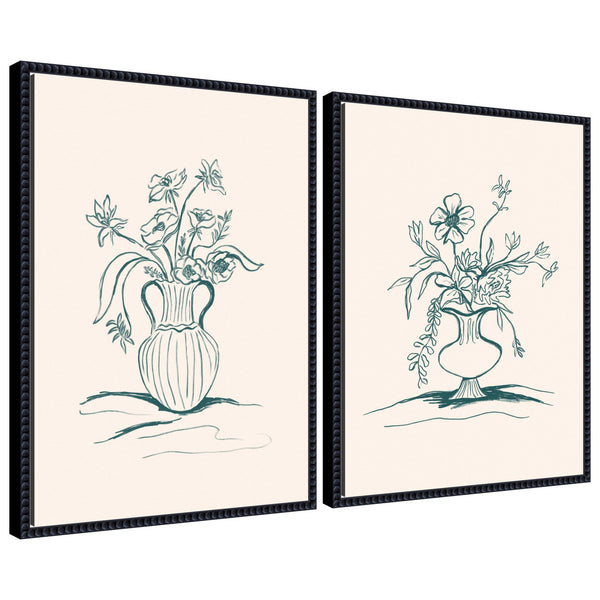 kate & laurel Sylvie Beaded Garden Floral and Summer Stems Framed Canvas Art Set by Kate Aurelia