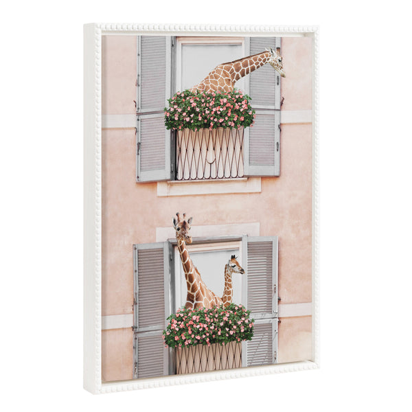 Kate & Laurel Sylvie Beaded Giraffe Neighbors Framed Canvas By July Art Prints