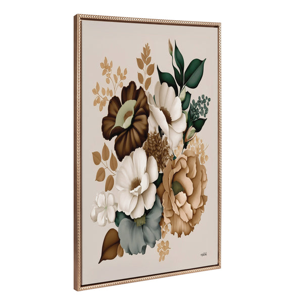 Kate & Laurel Sylvie Beaded Harvest Blooming Framed Canvas By Inkheart Designs