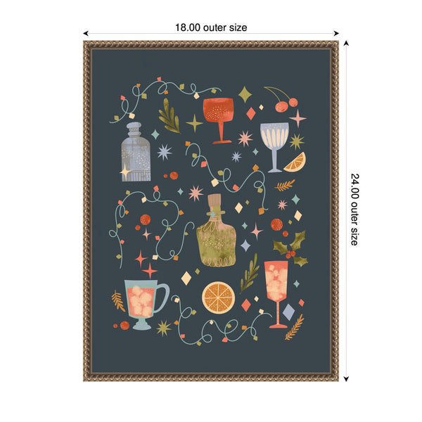 Kate & Laurel Sylvie Beaded Holiday Cocktails Framed Canvas By Nikita Jariwala