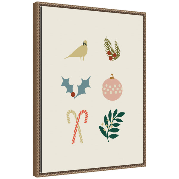 kate & laurel Sylvie Beaded Holiday Six Framed Canvas by Hannah Beisang